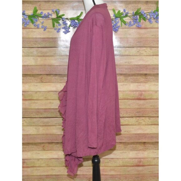 Soft Surroundings Purple Ladies Open Front Cardigan Size XL Ruffled Hem Layering - Picture 9 of 12